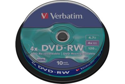 VERBATIM DVD RW 4.7GB 10PK Spindle 4x