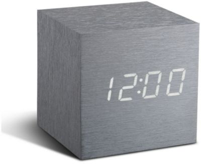GINGKO Cube Click Clock   LED Aluminium / Blanc