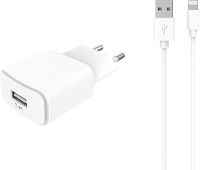 ESSENTIELB USB 2,4A + Cable lightning blanc