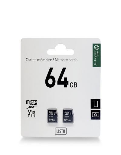 LISTO pack 2x 64Go Micro SD