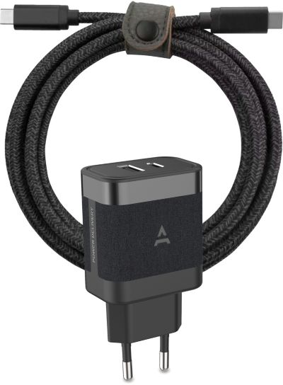 ADEQWAT Chargeur USB A+USB C 45W+cable USBC noir