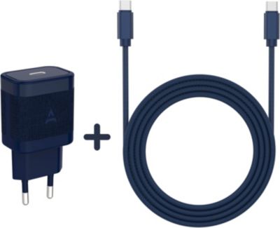 ADEQWAT Chargeur 2 USB C 65W+Cable USB C Bleu