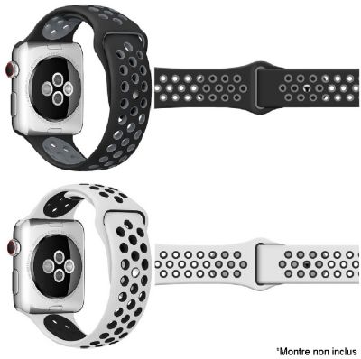 IBROZ Apple Watch Sport 42/44/45mm noir+blanc