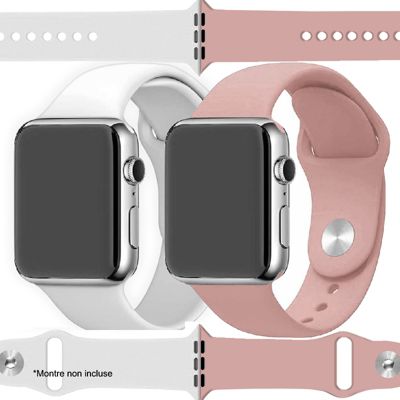 IBROZ Apple Watch SoftTouch 44/45mm blanc+rose