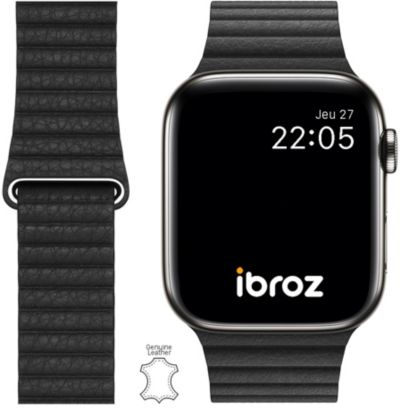 IBROZ Apple Watch Cuir Loop 42/44/45mm noir