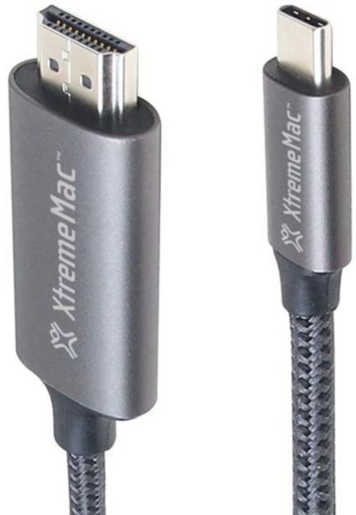 XTREMEMAC type C   HDMI male 2m nylon tressé gris