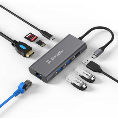XTREMEMAC TypeC HDMI+3xUSB A+SD+SDHC+USBC+Ethernet