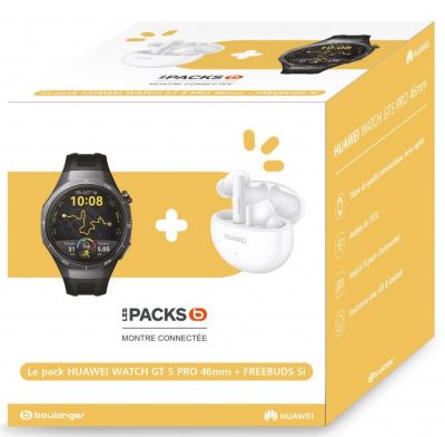 HUAWEI Pack Watch GT5 46 mm noir + Buds Blancs