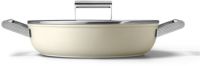 Sauteuse SMEG 28cm céramique crème avec couvercle