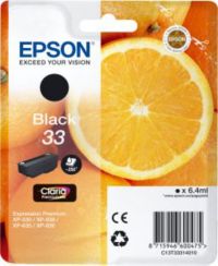 Cartouche d'encre EPSON Originale T3331 Noire Premium Série Orange - C13T33314010