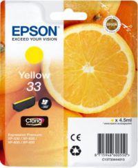 Cartouche d'encre EPSON Originale T3344 Jaune (Yellow) Série Orange - C13T33444010