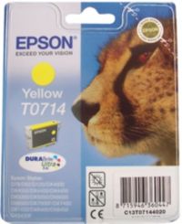 Cartouche d'encre EPSON Originale T0714 Jaune (Yellow) Série Guépard - C13T07144010