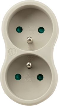 Multiprise ESSENTIELB biplite en bioplastique blanc