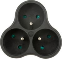 Multiprise ESSENTIELB triplite en bioplastique noir