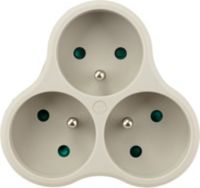 Multiprise ESSENTIELB triplite en bioplastique blanc