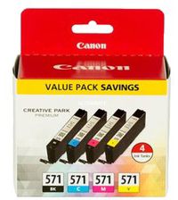Cartouche d'encre CANON Pack Multipack 4 Originales CLI-571 (Noir Photo + 3 Couleurs) - 0388C002