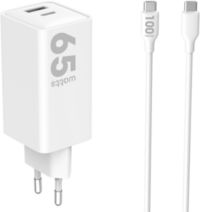Chargeur ordinateur portable ESSENTIELB 65W USB-A + USB-C + cable USB-C blanc