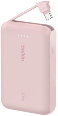 Batterie externe BELKIN 10000 mAh avec cable USB-C intégre pink