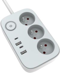 Multiprise ESSENTIELB 3 prises 16 ampères 2 USB-A+ 2 USB-C 65W