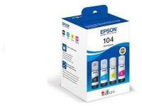 Cartouche d'encre EPSON Pack 4 Bouteilles d'Encre Ecotank 104 (Noir + 3 Couleurs) - C13T00P640