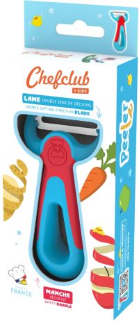 Couteau éplucheur CHEFCLUB Kids bleu et rouge
