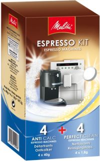 Produit de Nettoyage MELITTA Espresso Kit 4 détartrants + 4 nettoyants