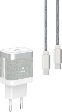 Chargeur + câble ADEQWAT USB-C 35W + Câble USB-C 1M Blanc