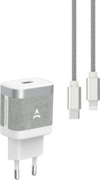 Chargeur + câble ADEQWAT USB-C 35W + Câble lightning 1M Noir