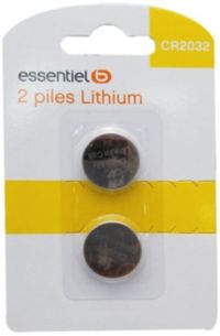Pile ESSENTIELB CR 2032 Lot 2 piles Lithium