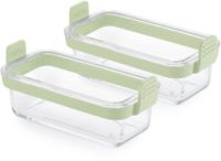 Petits Plats LEKUE x2 en verre rectangulaire pour airfyer