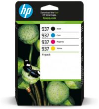 Cartouche d'encre HP Pack de 4 Originales 937 (Noir + 3 Couleurs) - 6T0J3AE