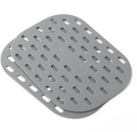 TAPIS ESSENTIELB Lot de 2 Silicone Perforés - Réutilisable pour Cuisson Croustillante, AirFryer Double Bac