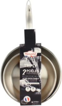 Batterie de cuisine MENASTYL 2 poeles Trinox 24/28cm