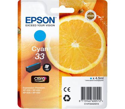 Cartouche d'encre EPSON Originale T3342 Cyan Série Orange - C13T33424010