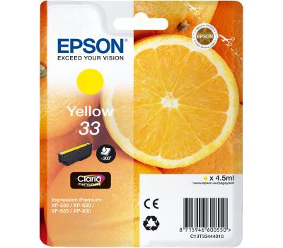 Cartouche d'encre EPSON Originale T3344 Jaune (Yellow) Série Orange - C13T33444010