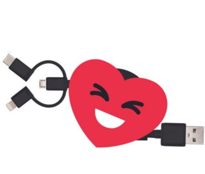 USB vers USB C/Micro/Ligthning 1M Coeur