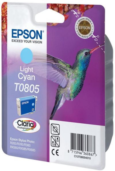 Cartouche d'encre EPSON Originale T0805 Cyan Clair Série Colibri - C13T08054010
