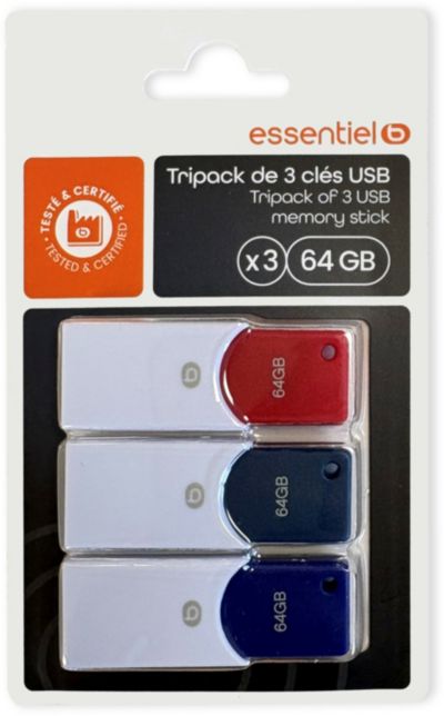 Clé USB ESSENTIELB Essentiel B CLE USB Tripack x 3 64Go