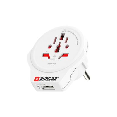 Adaptateur de voyage SKROSS Monde vers Europe + USB-A