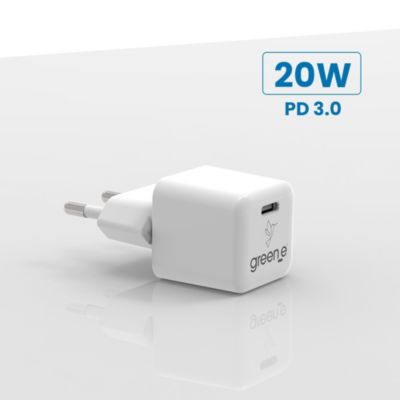 GREEN_E USB C 20W Blanc Origine France Garantie