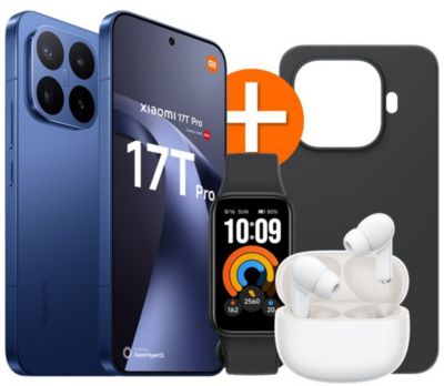 Smartphone XIAOMI Pack Xiaomi 17T Pro 5G 512Go Bleu + Redmi Buds8 blanc + Smart Band 11 Active Noir + Coque incluse