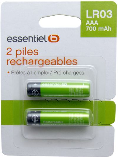 ESSENTIELB lot de 2 piles AAA LR03 700MH