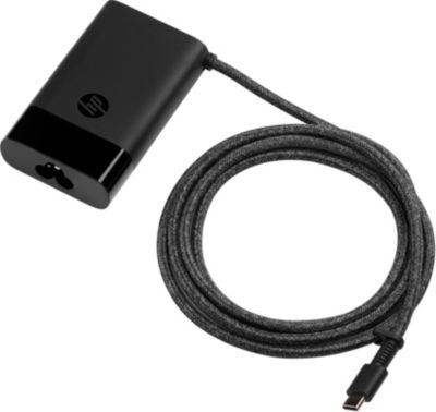 Chargeur ordinateur portable HP PC 65W noir mat compact USB-C EU