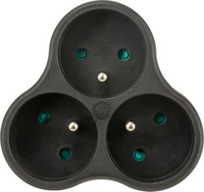 Multiprise ESSENTIELB triplite en bioplastique noir