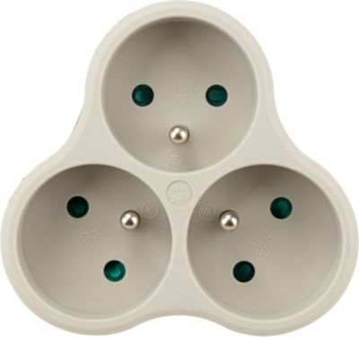 Multiprise ESSENTIELB triplite en bioplastique blanc