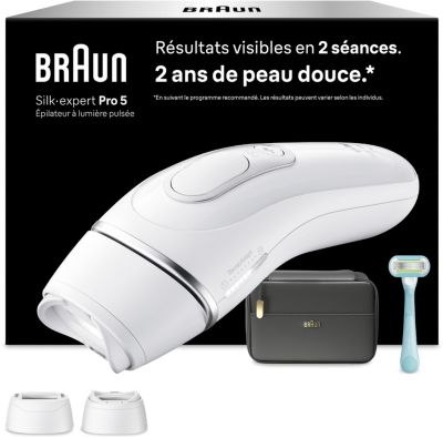 Epilateur lumière pulsée BRAUN IPL PL5234 2 têtes, 1 rasoir Gillette Venus, une pochette