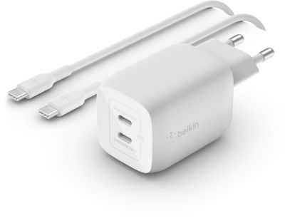 BELKIN  Chargeur Boost Charge Pro USB C x2 65W GaN PPS + Câble USB-C 2m