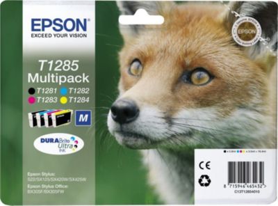 Cartouche d'encre EPSON Pack Multipack 4 Originales T1285 Série Renard (Noir + 3 Couleurs) - C13T12854010