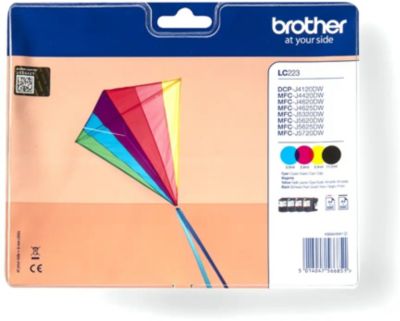 Cartouche d'encre BROTHER Pack Multipack 4 Originales LC223 (Noir + 3 Couleurs) - LC223VAL