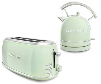 Grille-pain SWEISS + bouilloire vintage vert pack GRVKTL7